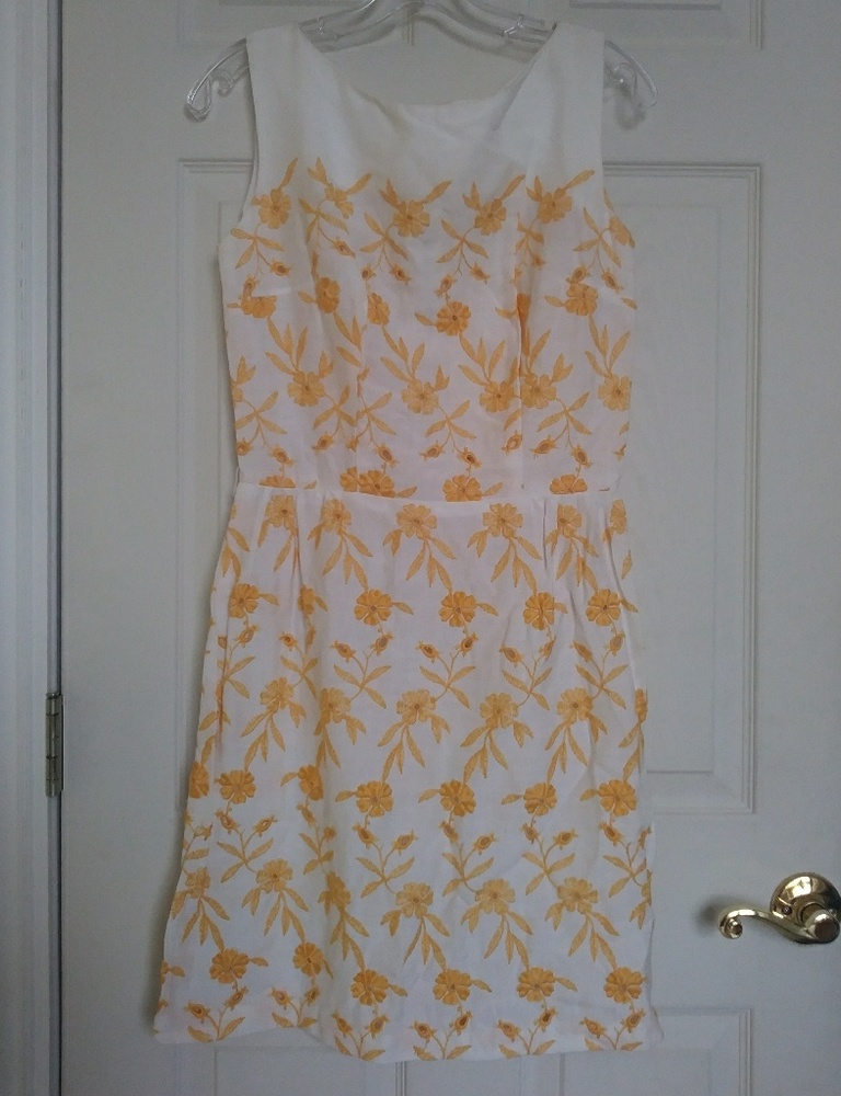 Vintage 50s 60s Embrodered eyelet Linen Mr Henry cotton mod dress